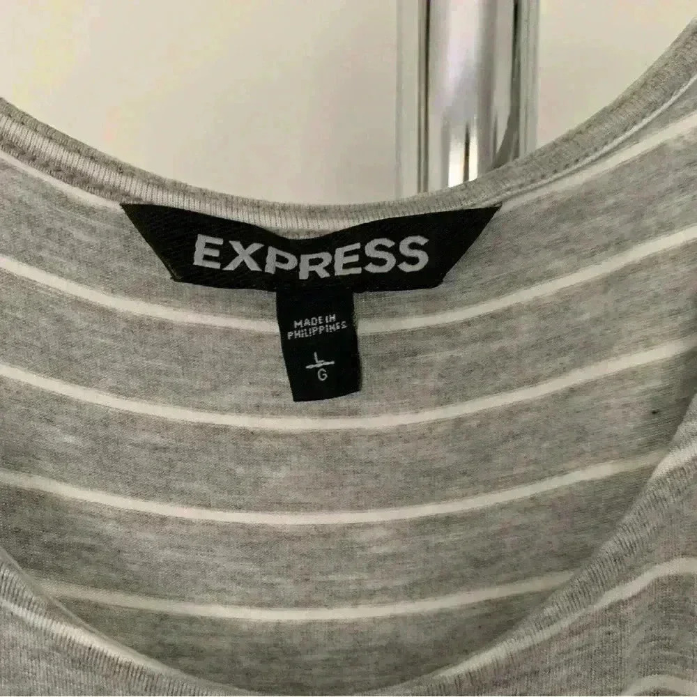 Express Grey & White Striped Ruched Maxi Dress Sz Large - Picture 3 of 4